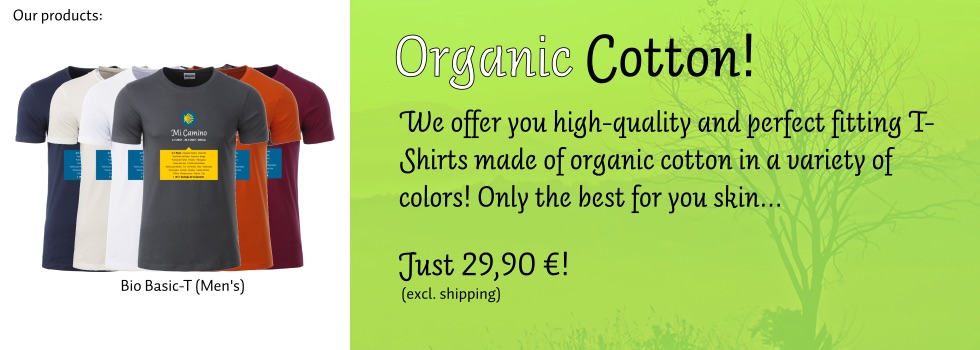 Organic Cotton! We offer you high-quality and perfect fitting T-Shirts (here: Men's) made of organic cotton in a variety of colors! Only the best for your skin...